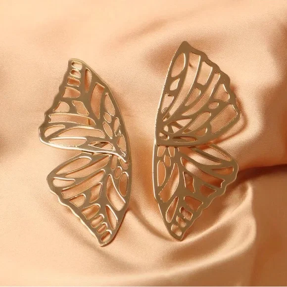 Zara Gold Butterfly Earrings - Picture 3 of 7
